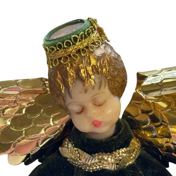 Vintage Koestel West Germany Wax Angel Tree Topper With Instrument 9” Christmas - Picture 2 of 10